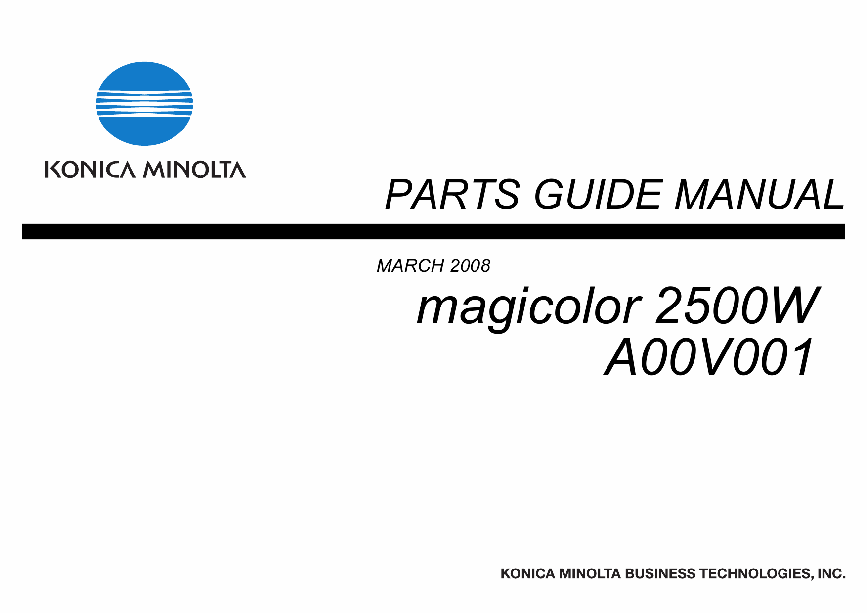 Konica-Minolta magicolor 2500W A00V001 Parts Manual-1